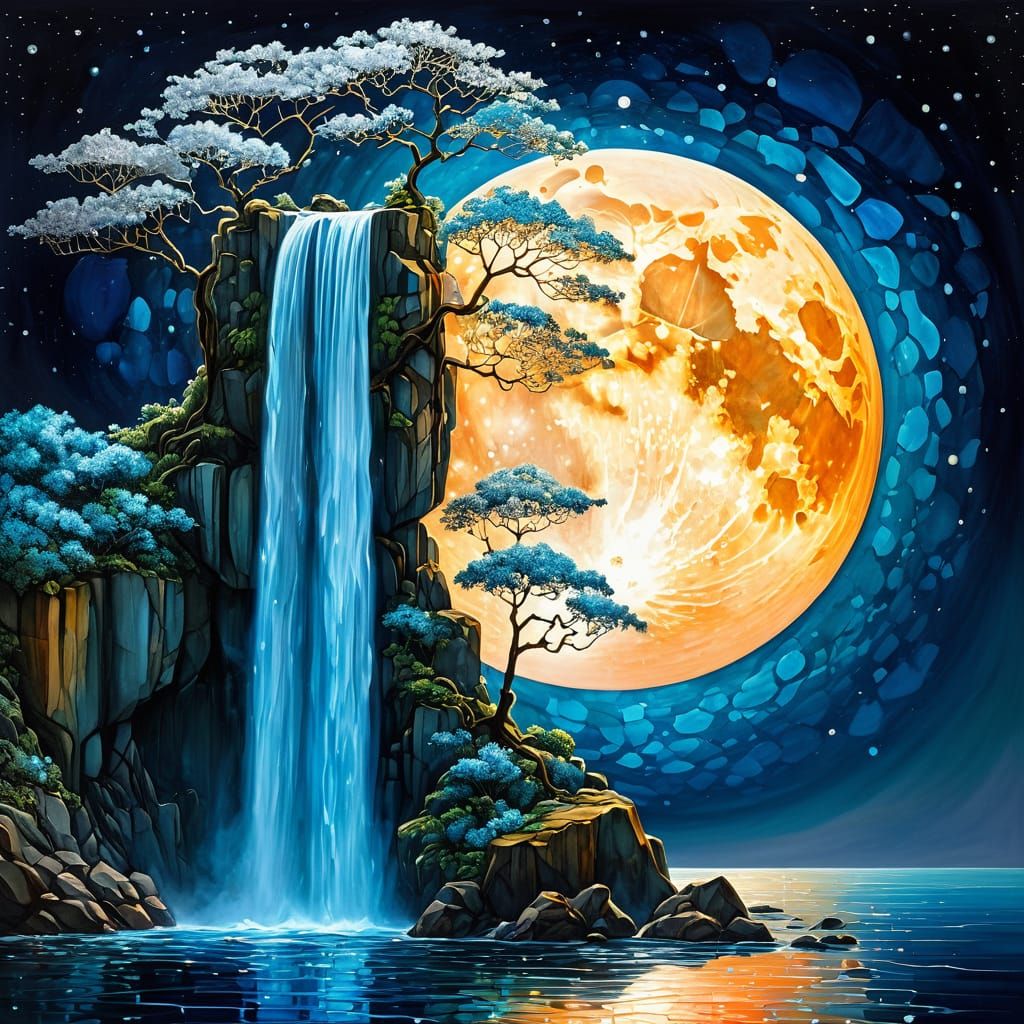 🌟Et coule la Cascade sous l'Eclat Lunaire 🌟
