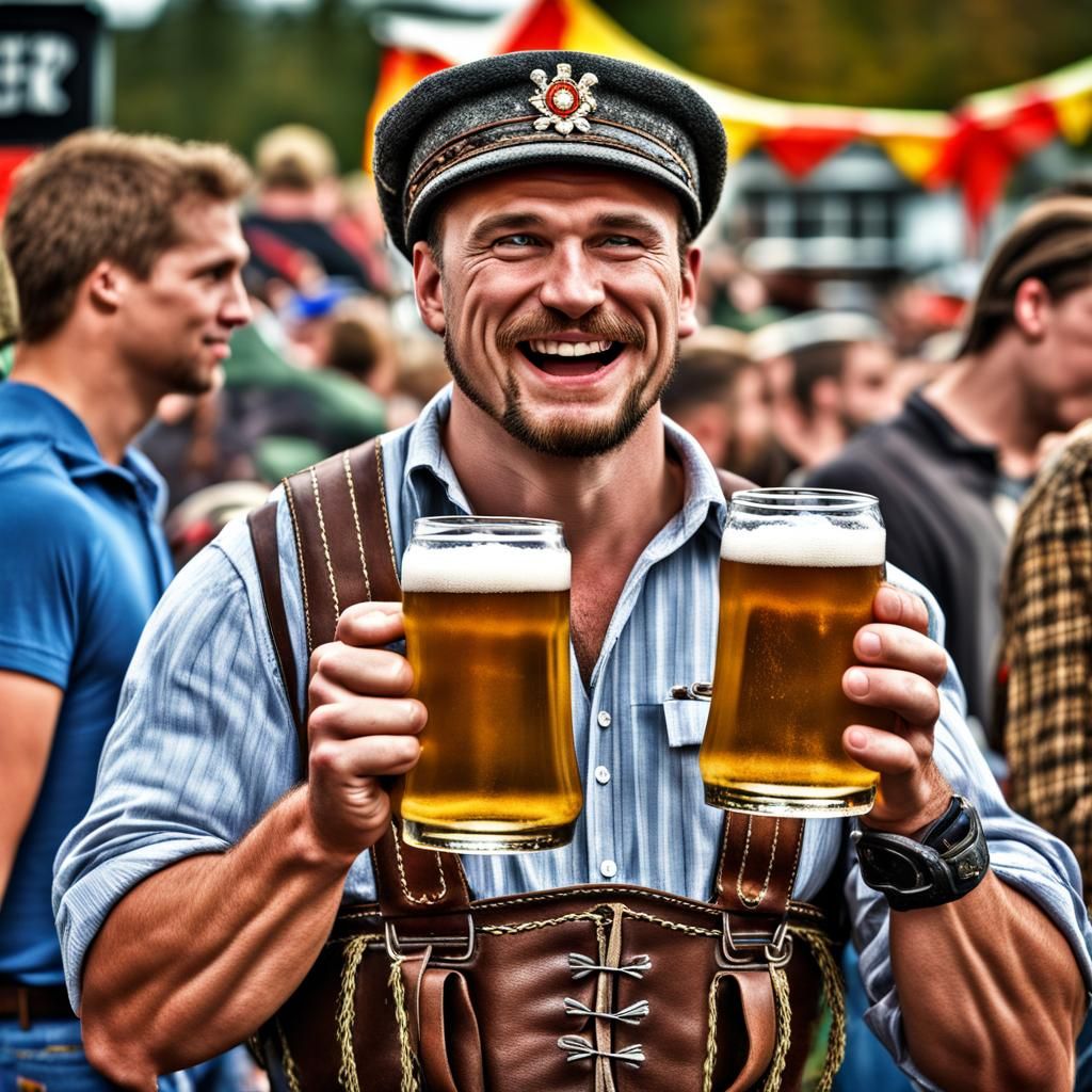 October fest Beer drinking contest, strong man, beer fest, lederhosen