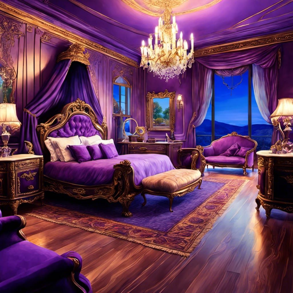 Purple Devine Dream Bedroom - AI Generated Artwork - NightCafe Creator