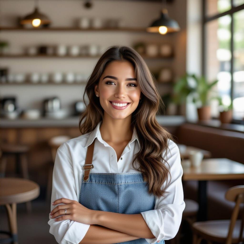 Hyperrealistic Woman Baking Cake in Bright Kitchen