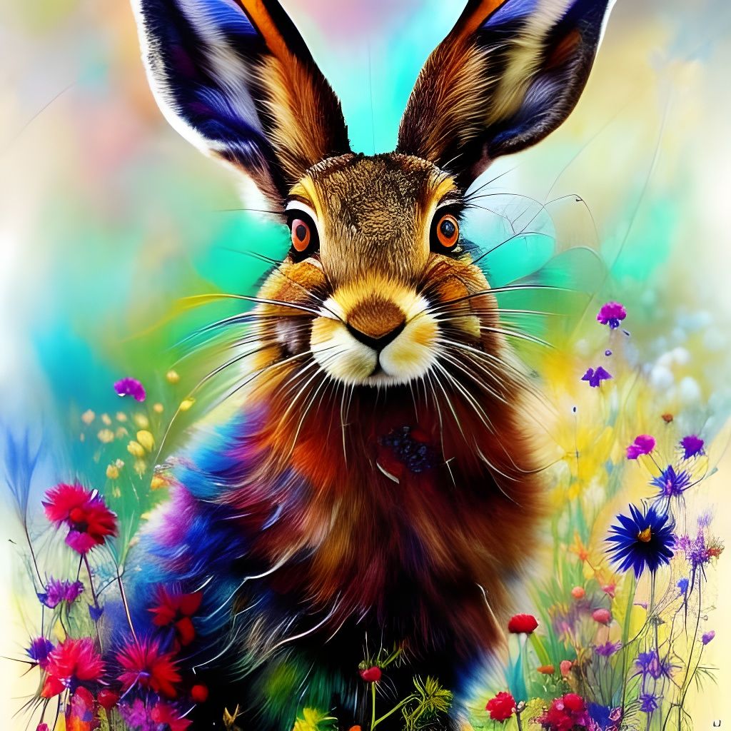 Wild Hare sits up and sniffs the air - AI Generated Artwork - NightCafe ...