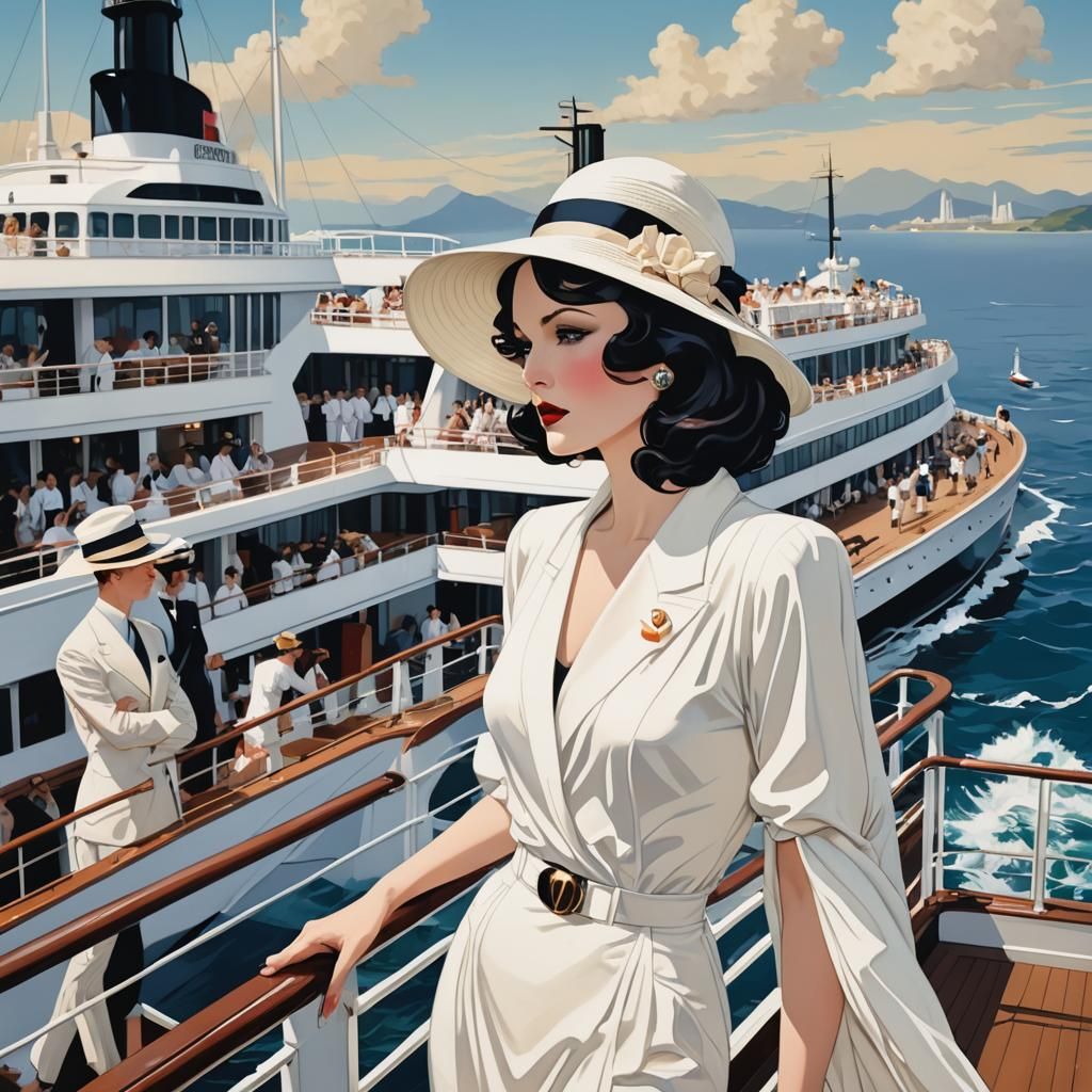 An Elegant Art Deco-styled Ocean Liner Cuts Through The Waves - Ai 