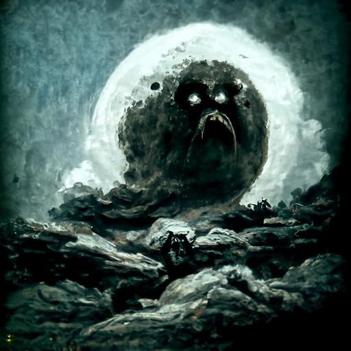 The moon with an angry face