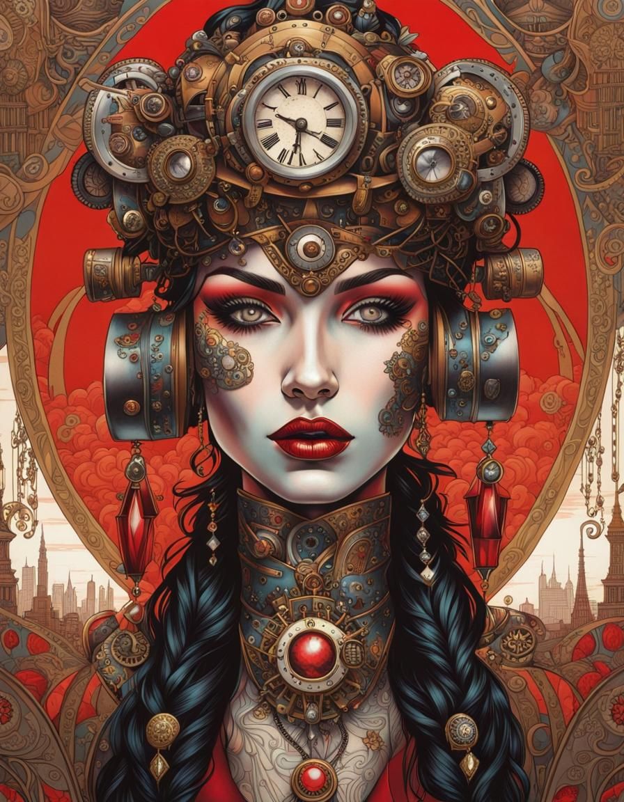 red steampunk portrait