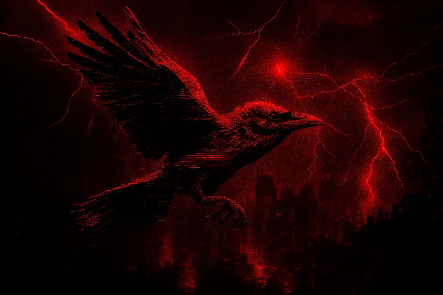 Red Glitched Raven Flight