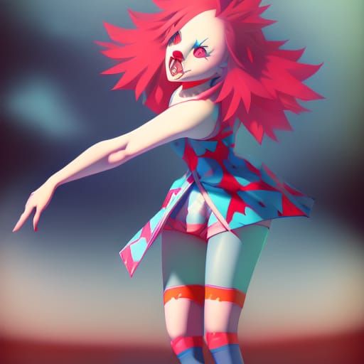 make an boy anime clown that i have a evil aura hold...