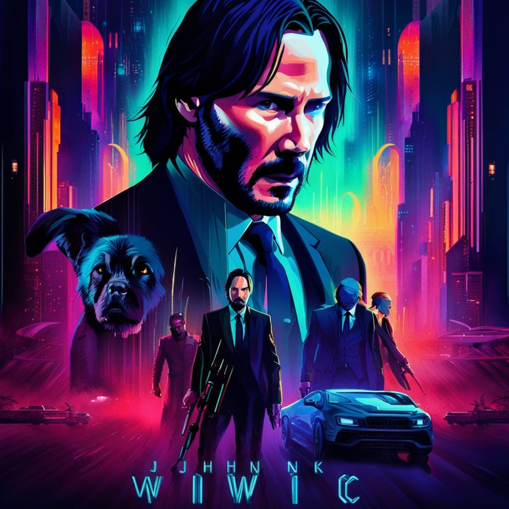 A futuristic John Wick movie poster with influence from the ...