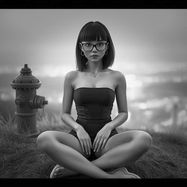 On a hill with a hydrant