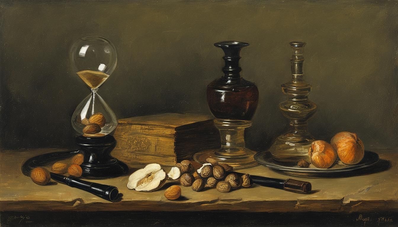 Still Life With Wallnuts, A Pipe And Hourglass
Miguel Parra
...