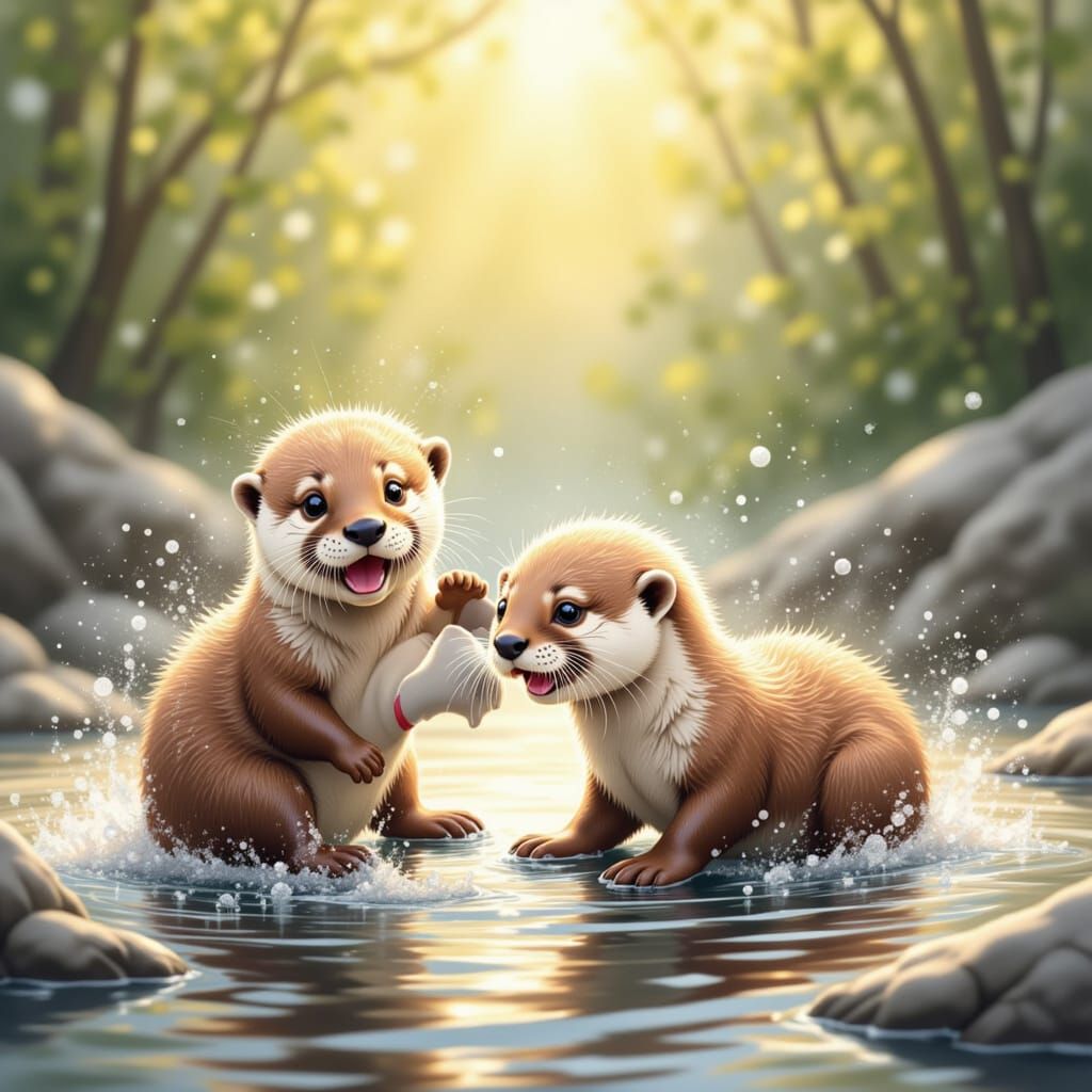 Cute Baby Otters having fun <lora:Cute Baby Otters:1.0>