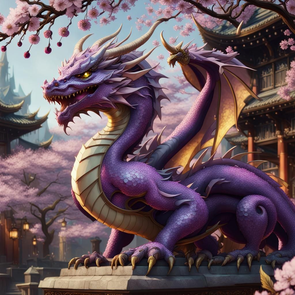 Cherry Blossoms dragons - AI Generated Artwork - NightCafe Creator