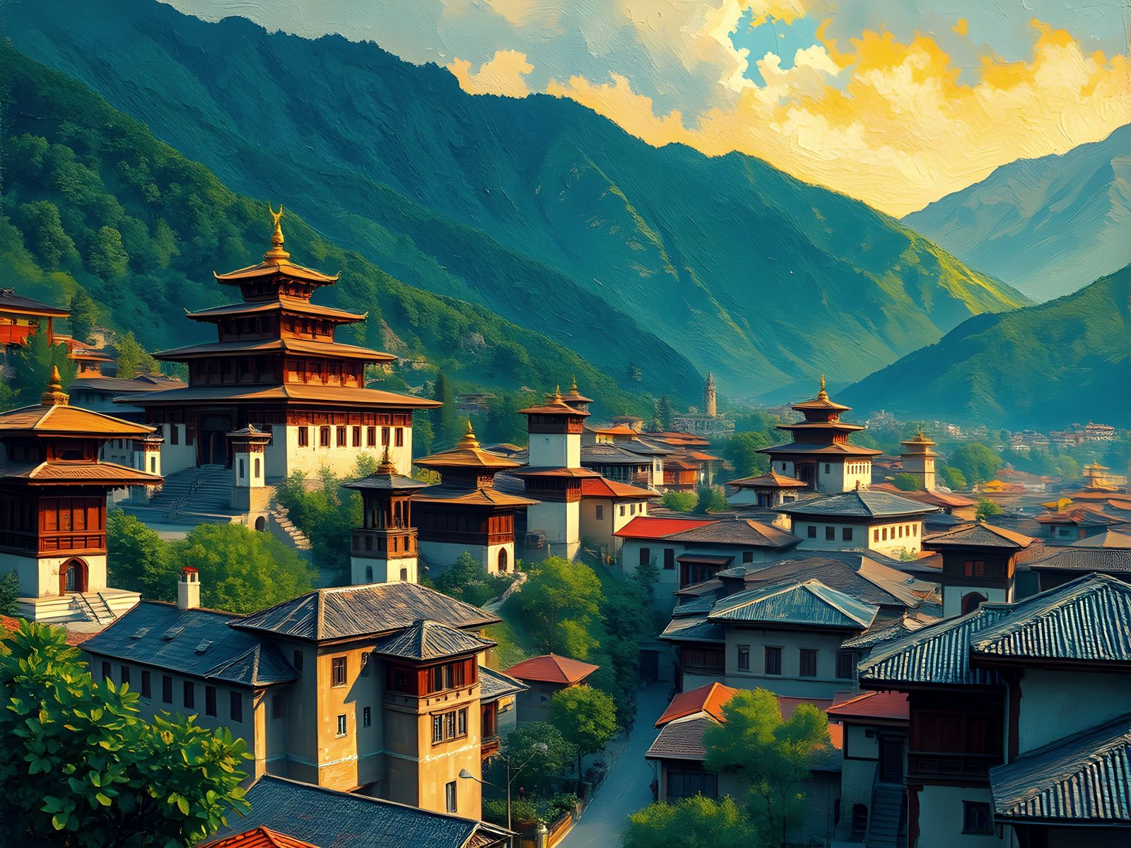 Skyline of Thimphu, Capital of Bhutan  by @Tektonten