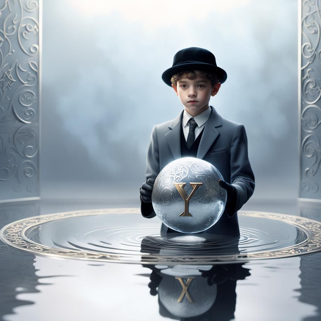 Boy with Sidelocks in Mystical Mirror Scene
