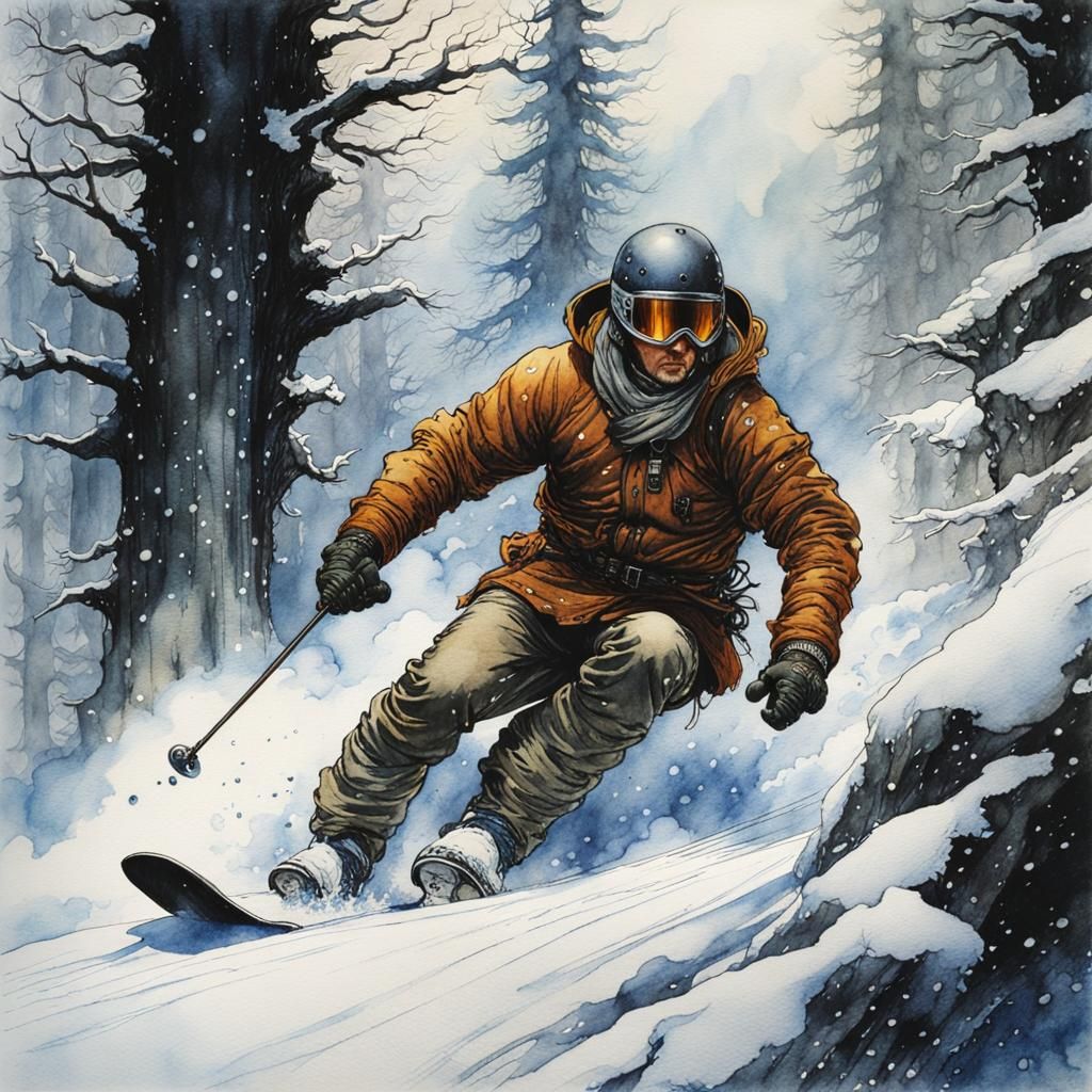 Snowboarding action shot.   by @WitteKraai