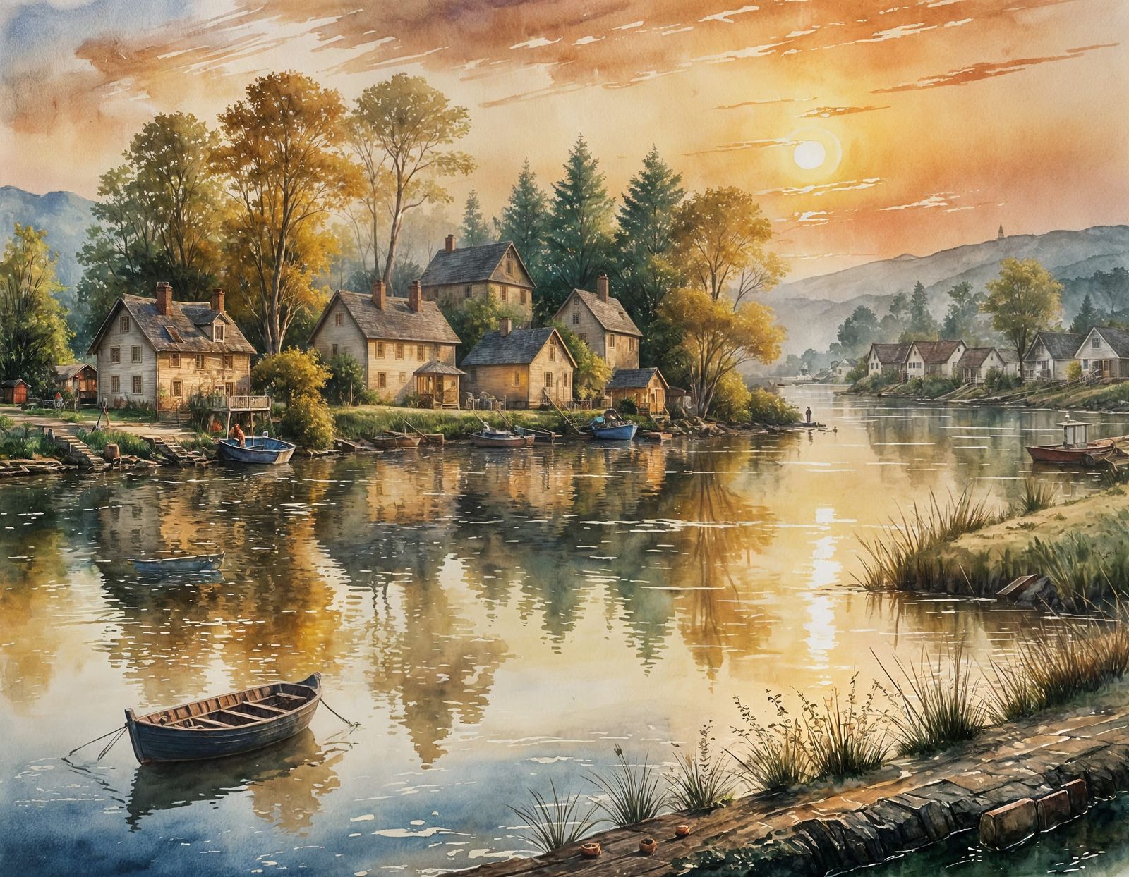 Riverside Village at Sunset  by @LouR