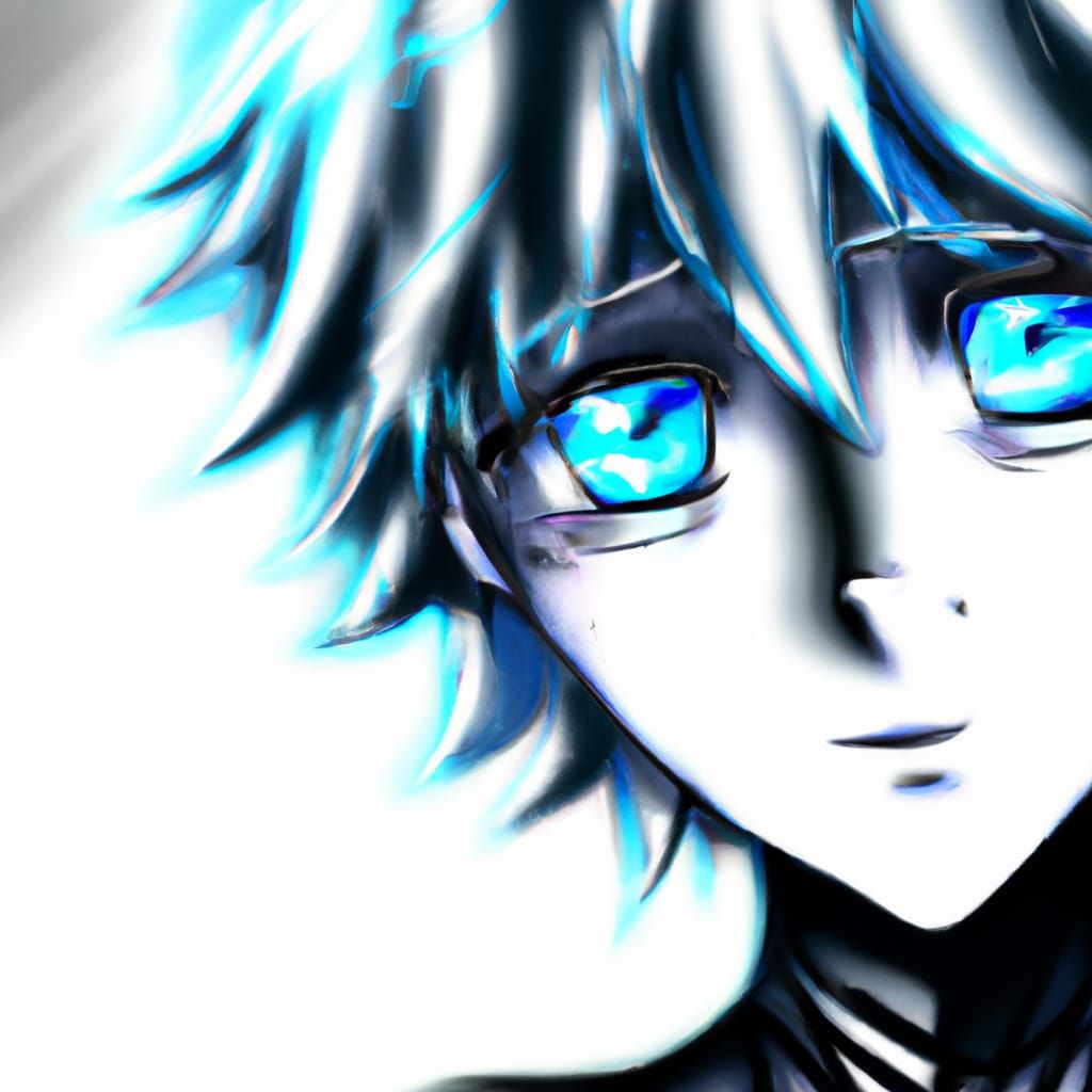 blue haired boy with dark blue eyes - AI Generated Artwork - NightCafe ...