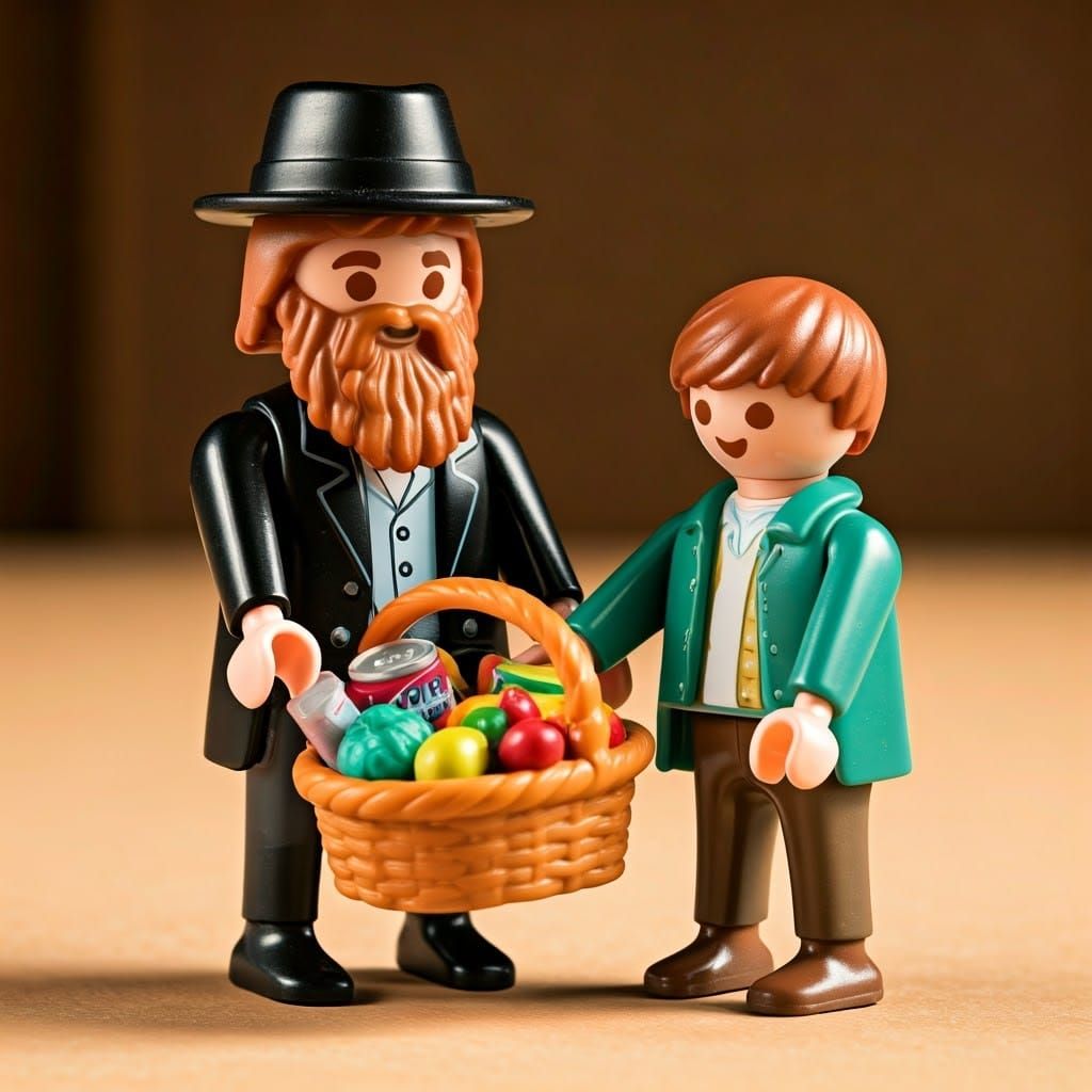 A Haredi Gentleman Delivers a Whimsical Basket in Folk-Art S...