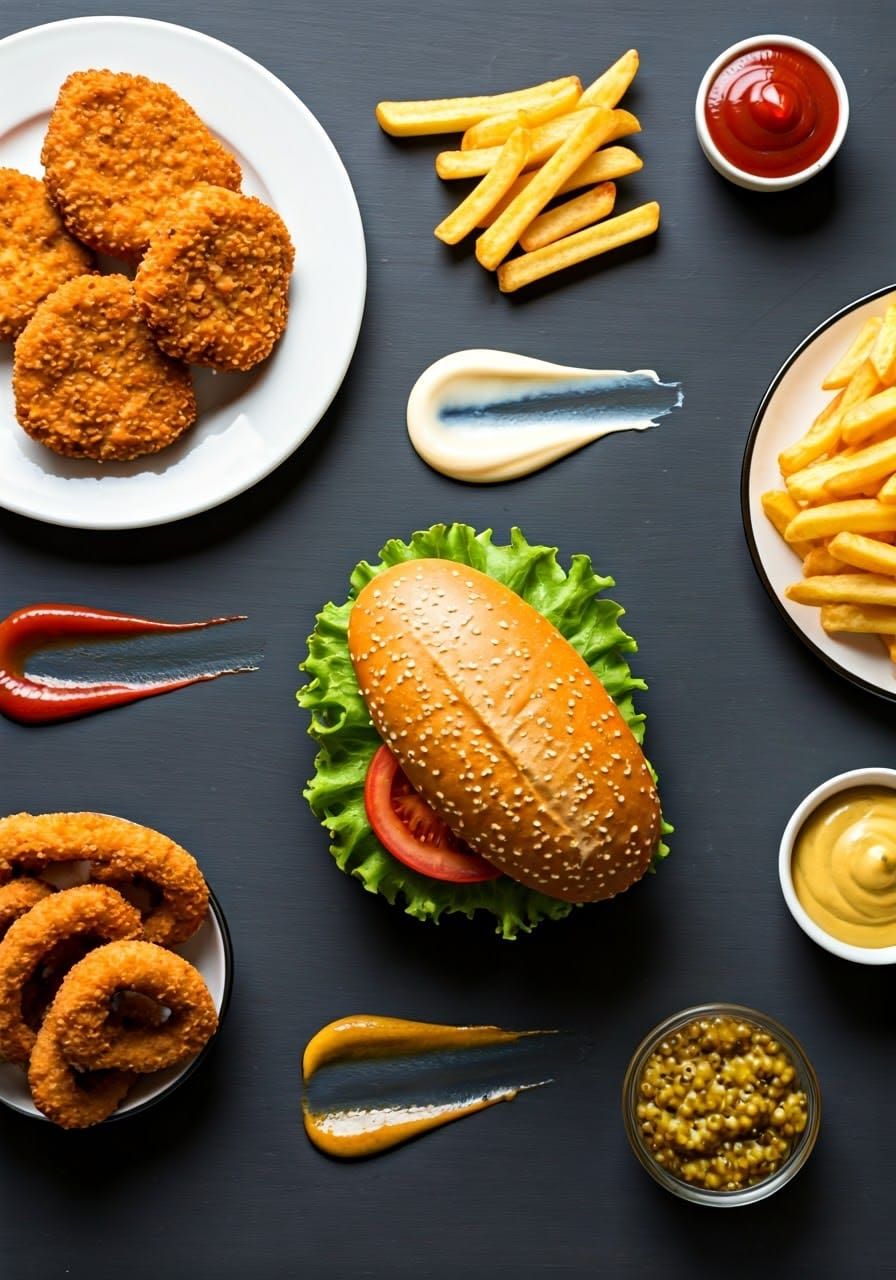 Gourmet Still Life in Dark Gray-Black