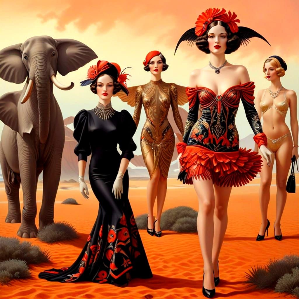 Elegant Ladies in a Vibrant Art Deco Wonderland