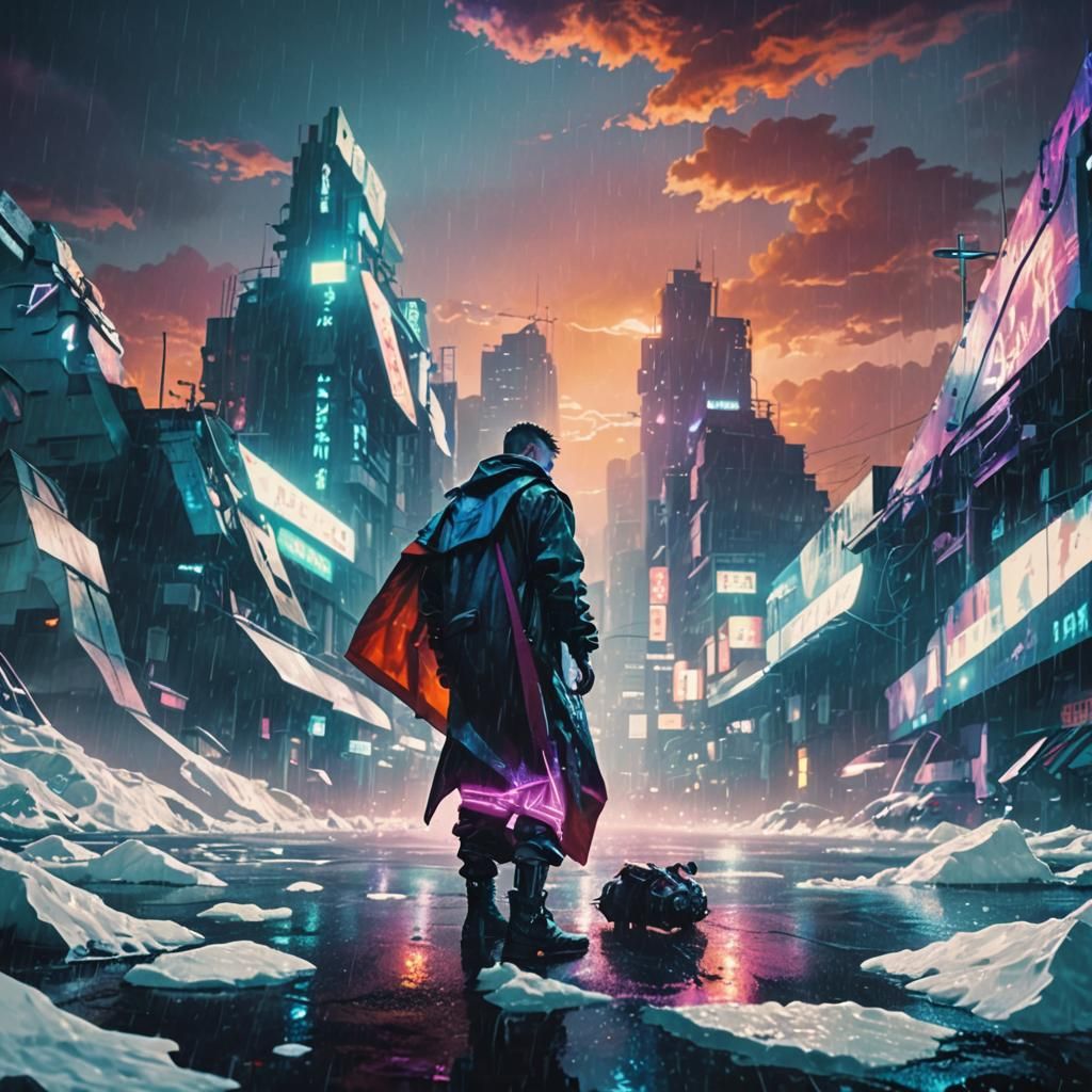 Medium shot of <Subject> as a cyberpunk sci-fi protagonist in a cyberpunk city on a rainy night. Cinematic film still, shot on v-raptor XL,...