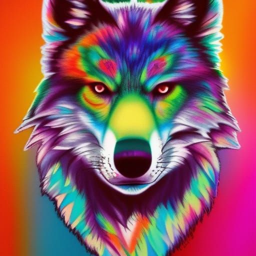 Rainbow wolf - AI Generated Artwork - NightCafe Creator