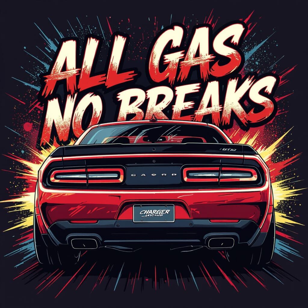 T shirt designs for graffiti all gas no breaks behind a hellcat charger