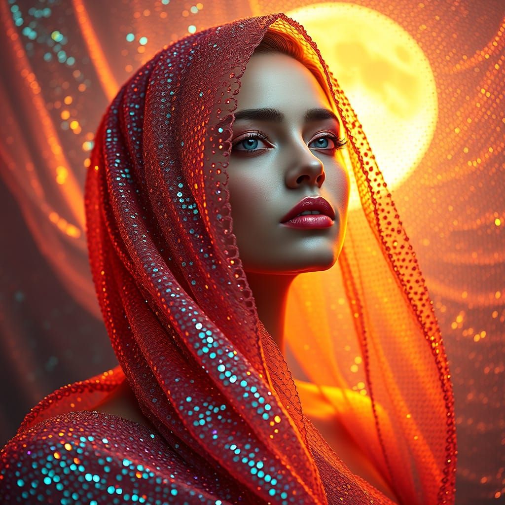 the fabric consisting of sequins is laid out in beautiful waves that shimmer with all the colors from ...  by @Barabashka