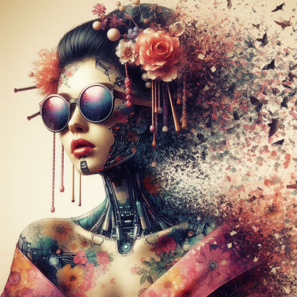 double exposure beautiful fantasy DALL-E 3 portrait landscape..