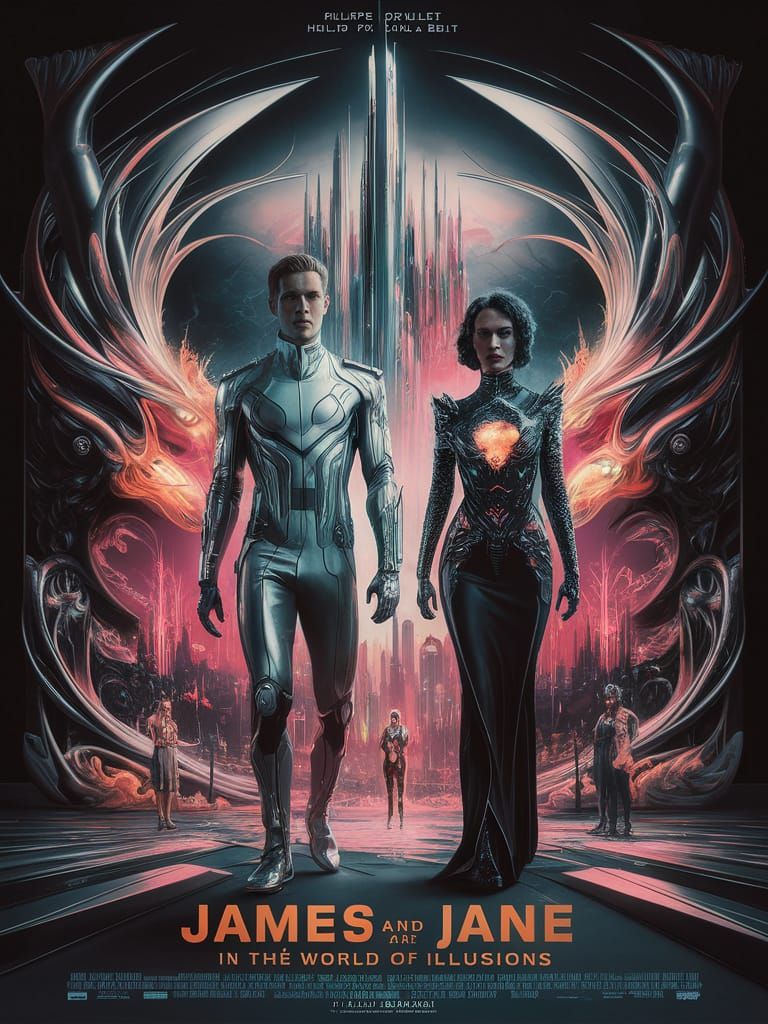 sci-fi movie poster "James and Jane in the World of Illusion...