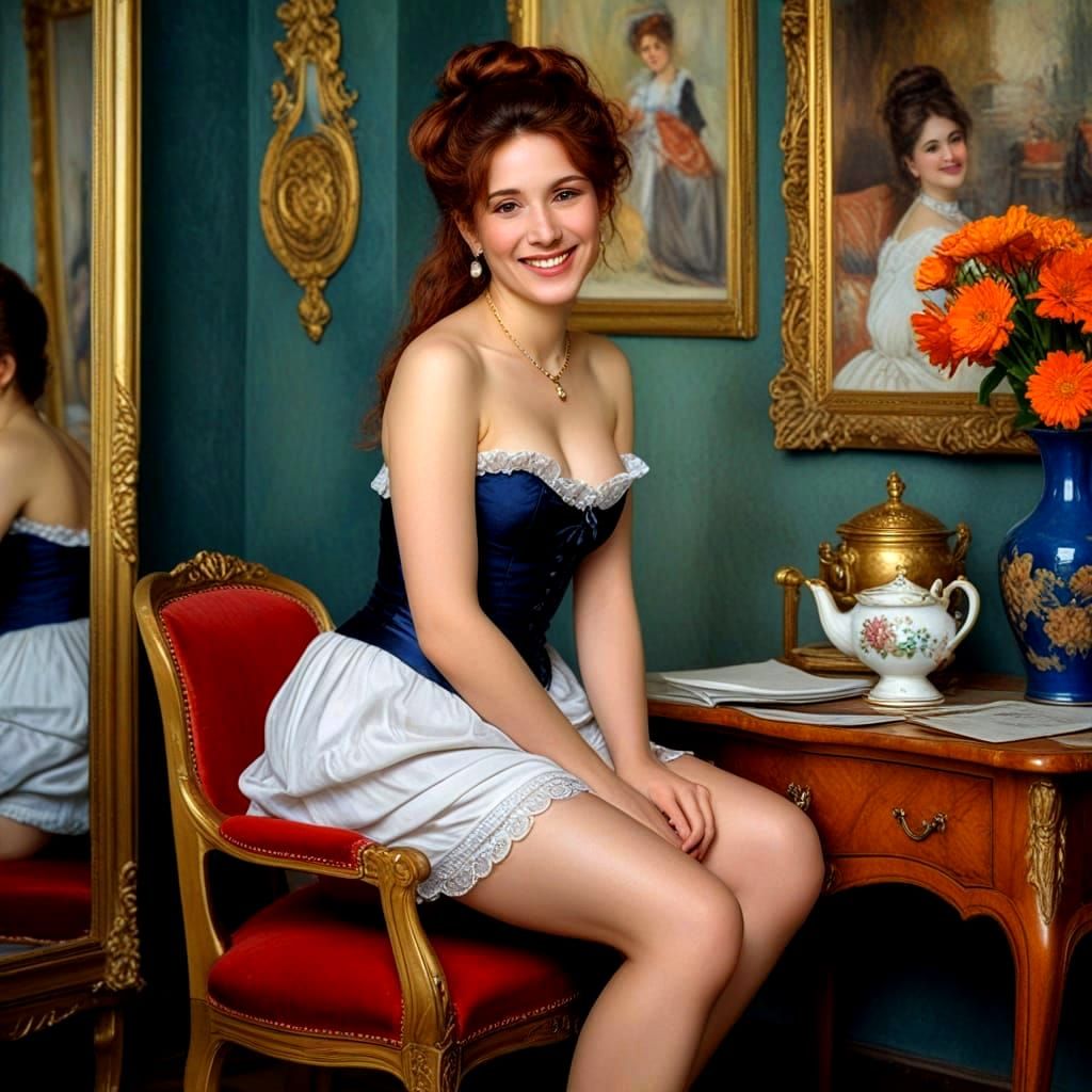 Vibrant Parisian Belle in Dreamy Repose