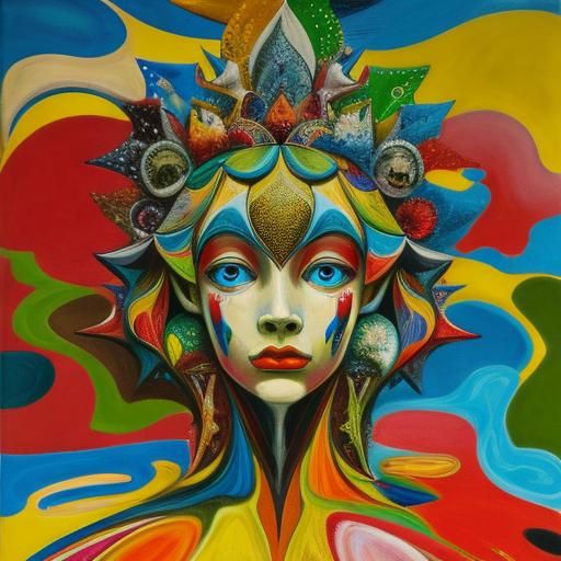 Surreal Fractal Hamburger in Abstract Expressionist Style