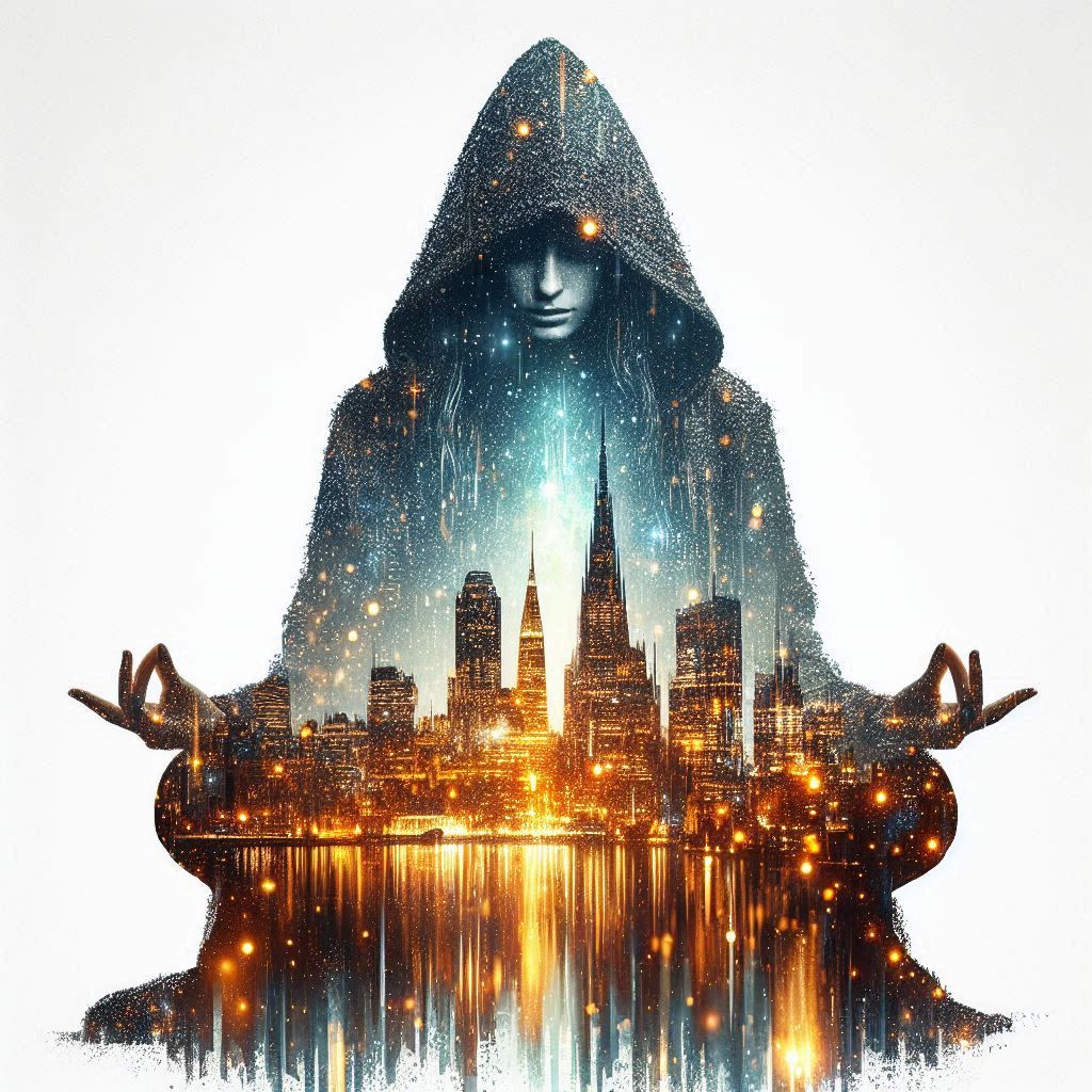 double exposure beautiful fantasy DALL-E 3 portrait landscap...