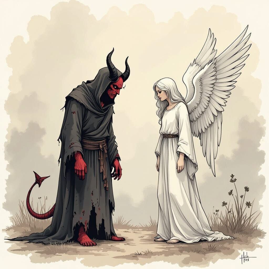 Her wings are fluttering, his tail is lashing.