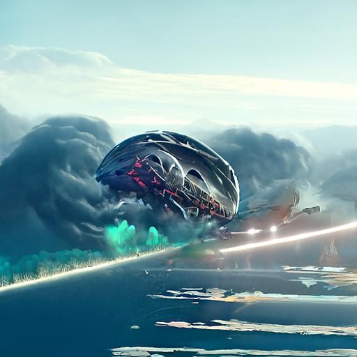 Sci-fi alien mothership crashing towards earth Nicolas Bouvier Vincent ...