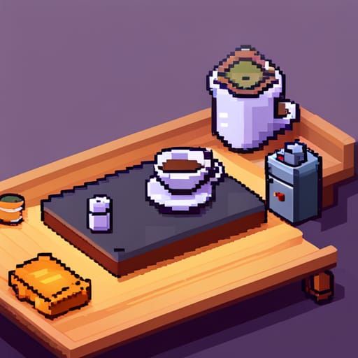 pixel art a  cup on a table with a ref rose 16 bits:8k resol...