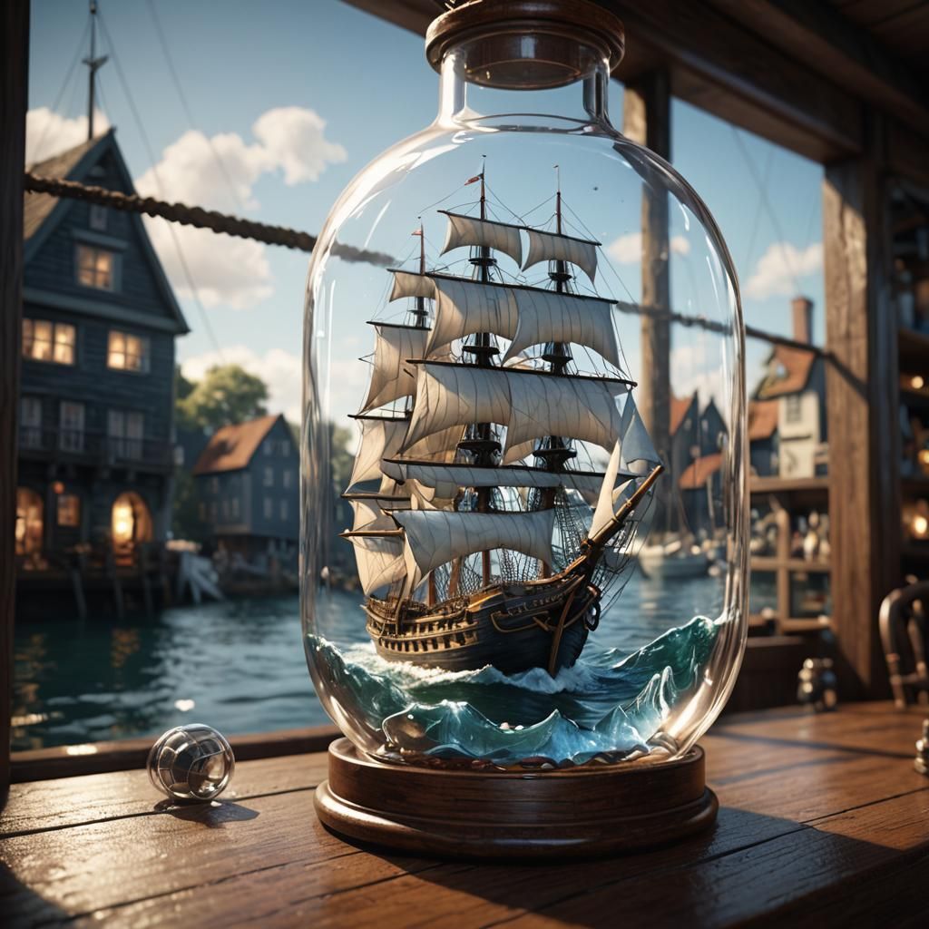 Sailing Ship inside the bottle  by @Ugy10