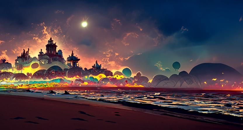 A beautifully enigmatic representation of "gorgeous beach by...