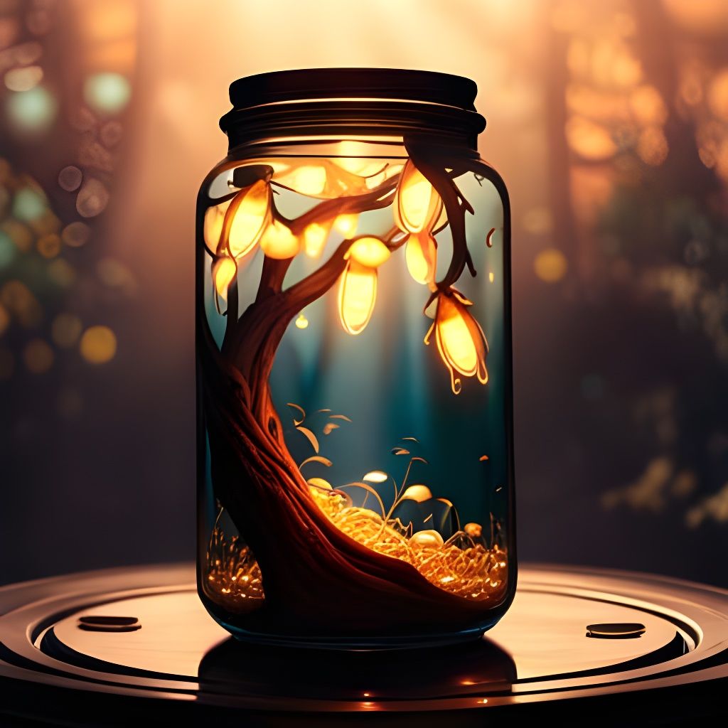 Jar of sparkling fireflies  by @Mike Ritchie