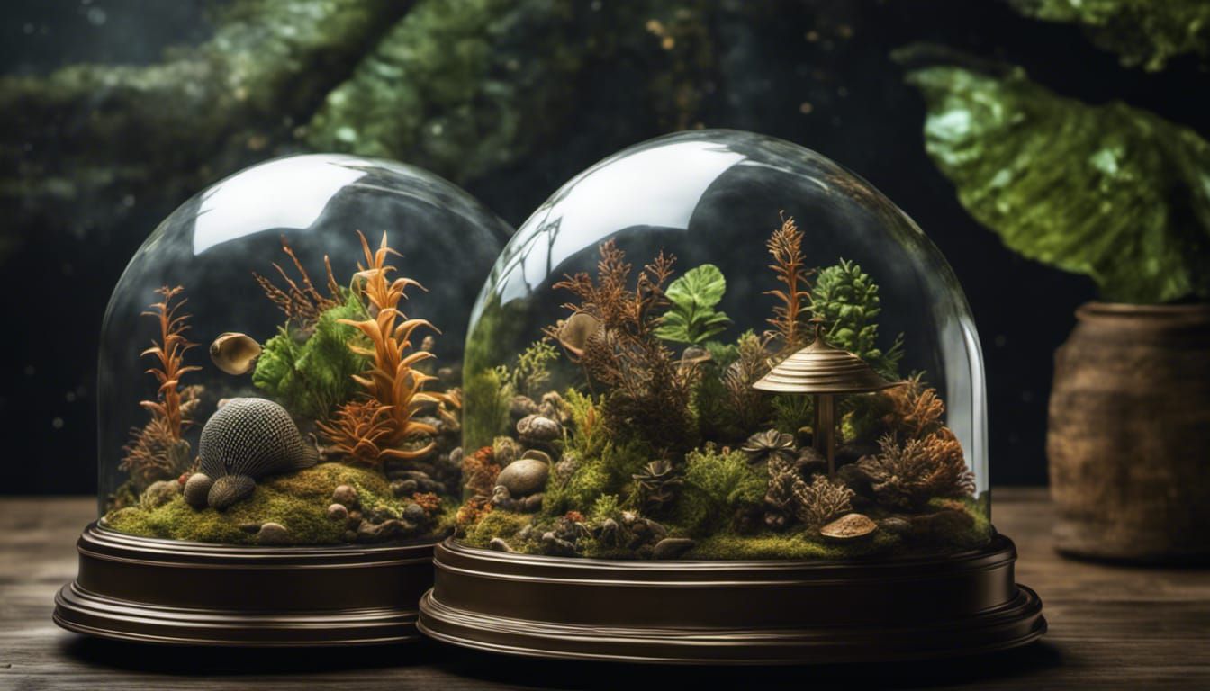 cloche containing a little ecosystem 018