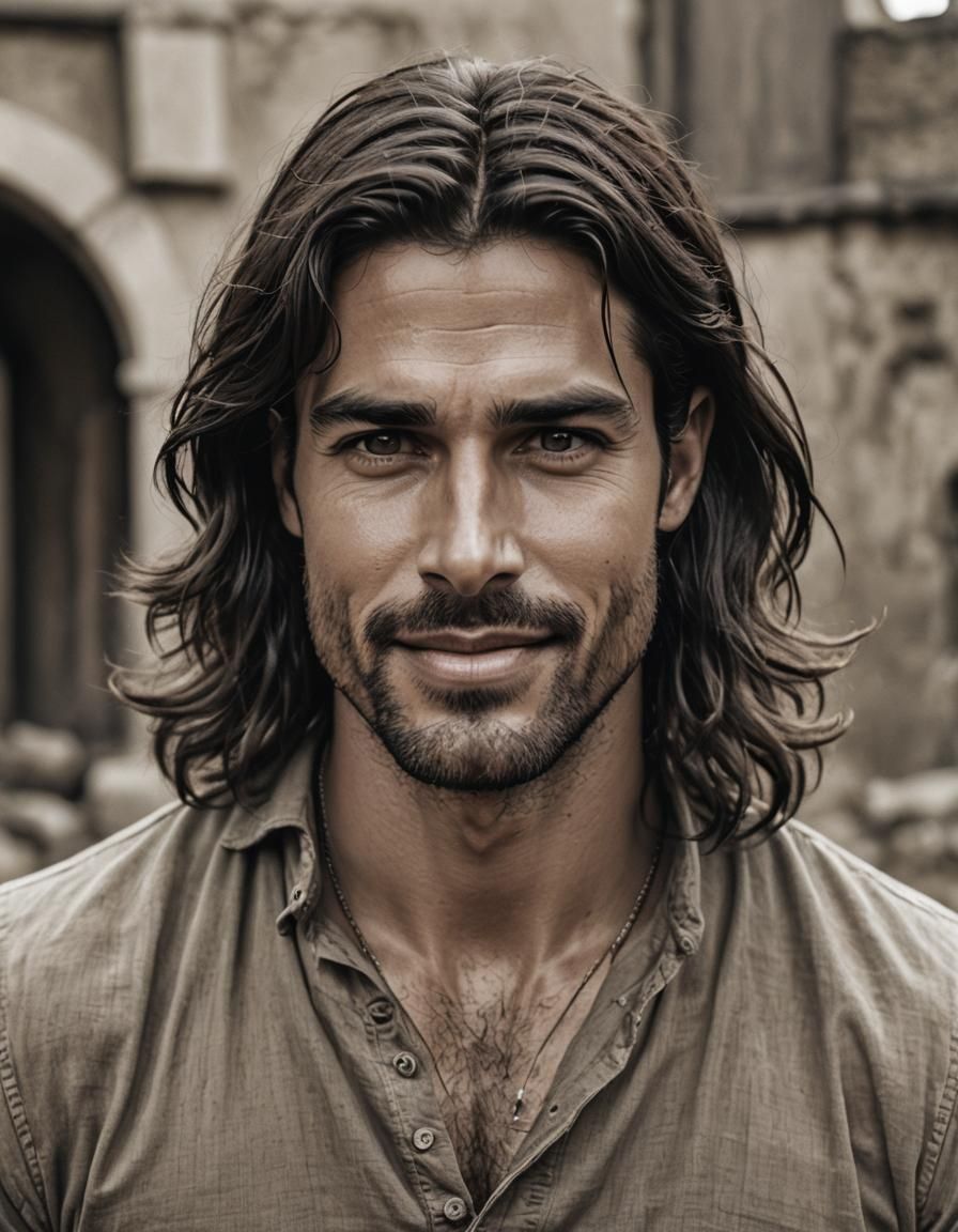 Handsome Gypsy Man Portrait with Movie Star Features