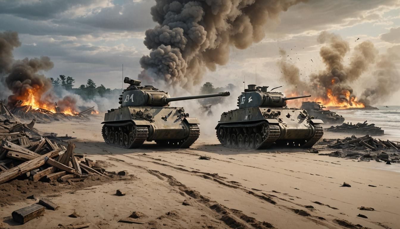 Tanks on a Landing Beach