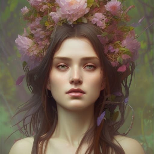 Woman With Flower Crown - AI Generated Artwork - NightCafe Creator