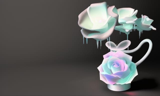 Radioactive ☢️ glowing Crystal rose bioluminescent neon ligh...