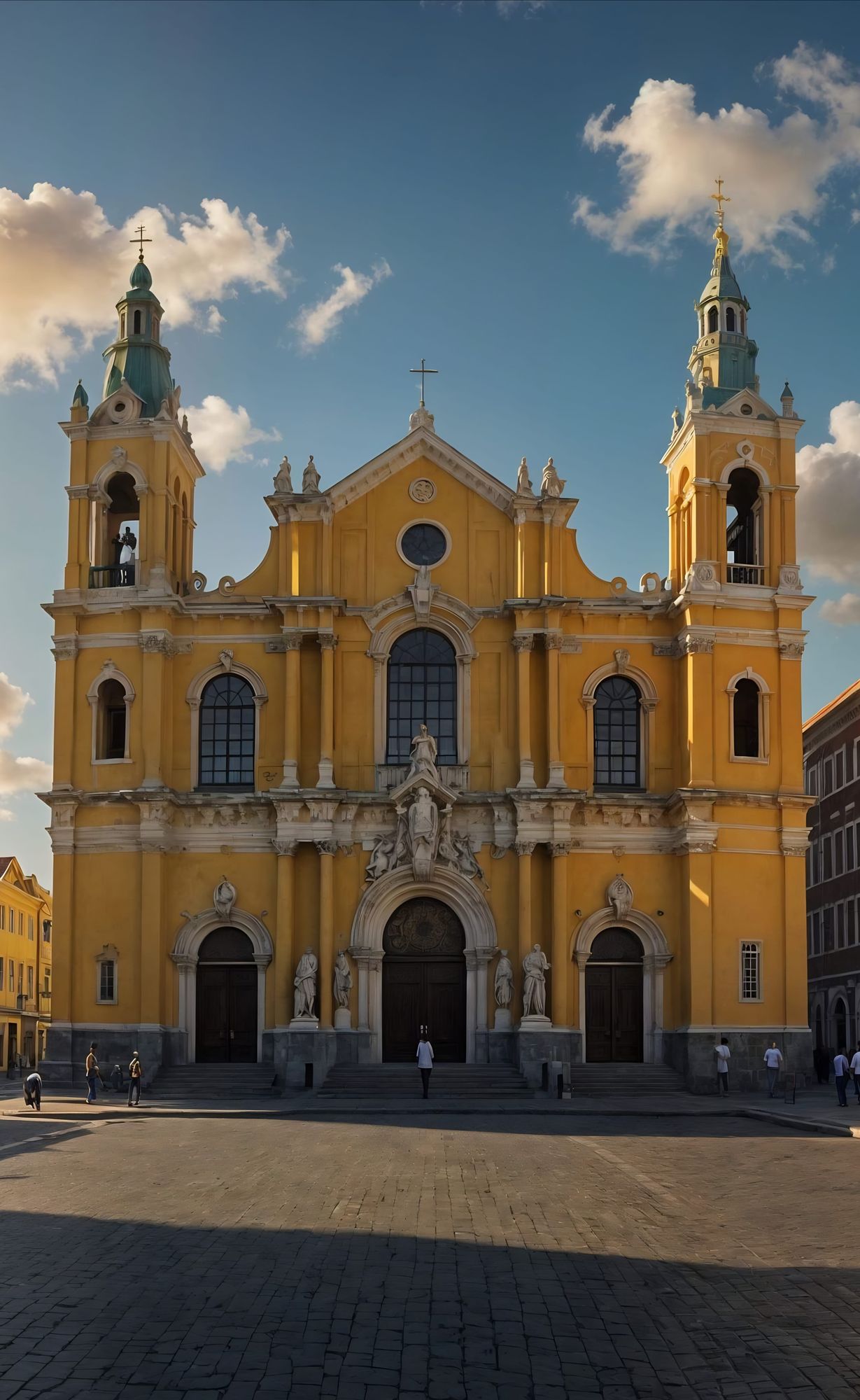 Envision the Holy Church of Willemstad, Curacao in a native Curacaoan style of design. 