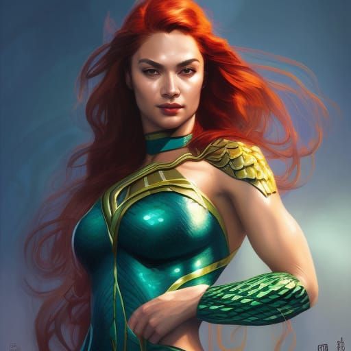 Mera from Aquaman comics in the New 52 era costume in the ar...