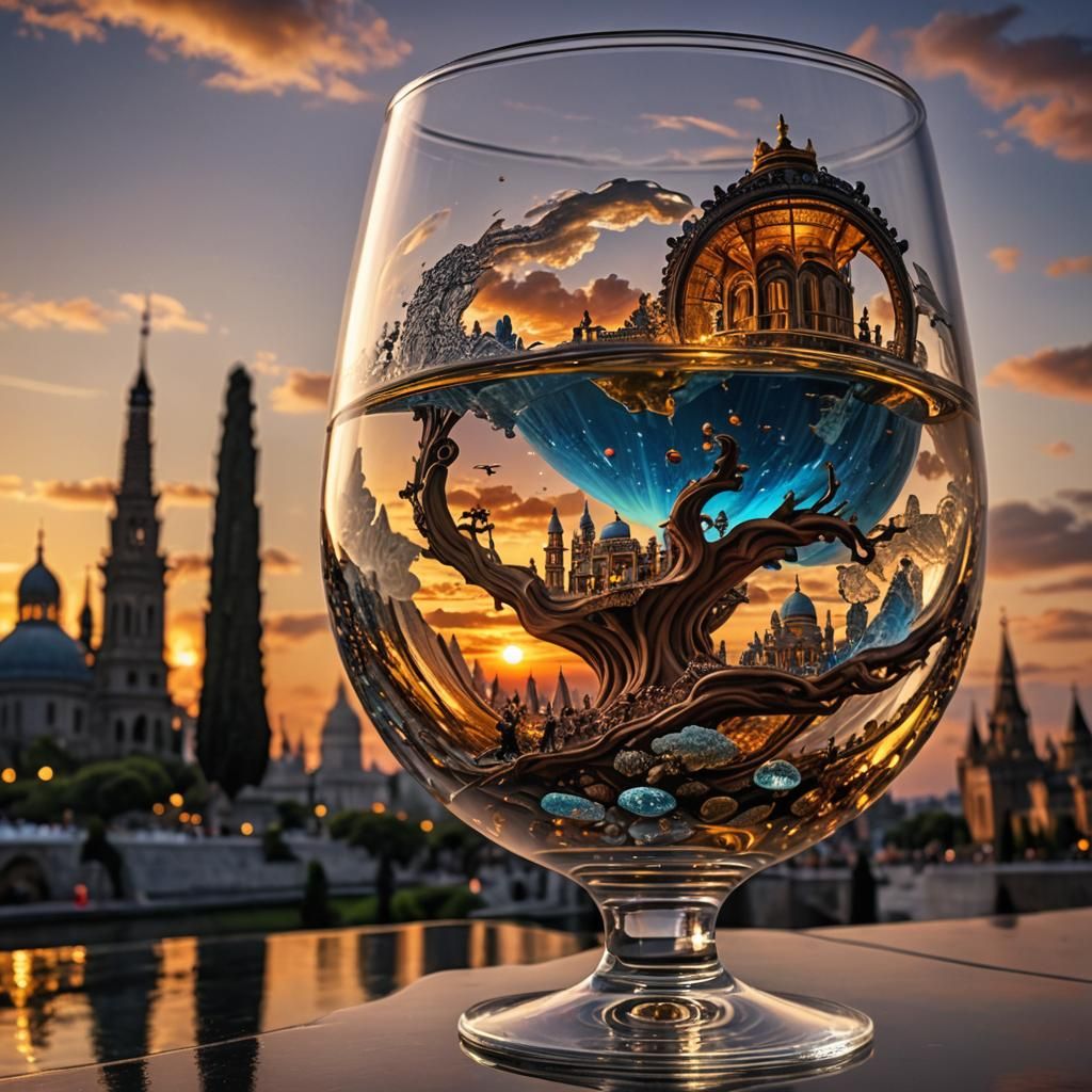 City Sights Sunset aperitif - AI Generated Artwork - NightCafe Creator