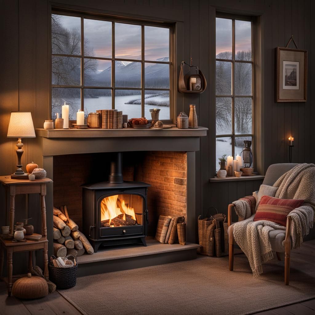 COZY FIRESIDE - AI Generated Artwork - NightCafe Creator