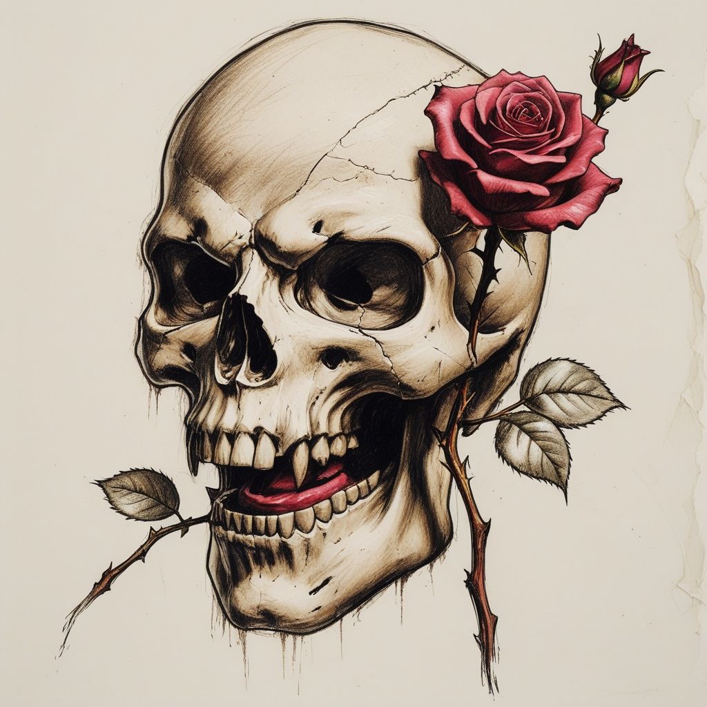 Skull and rose