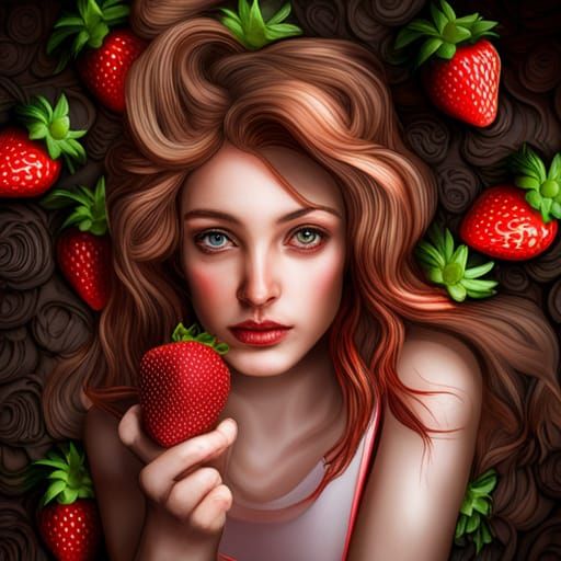 Strawberry Girl AI Generated Artwork NightCafe Creator