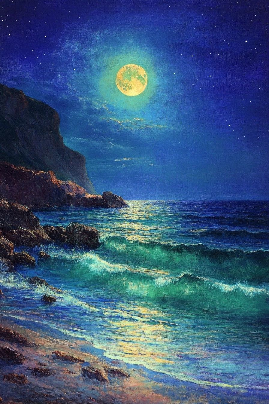 Moon Over Waves